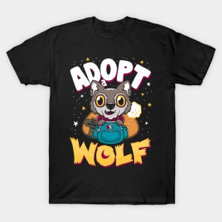 Adopt a Wolf- Creepy Cute Cartoon - Kawaii Werewolf T-Shirt